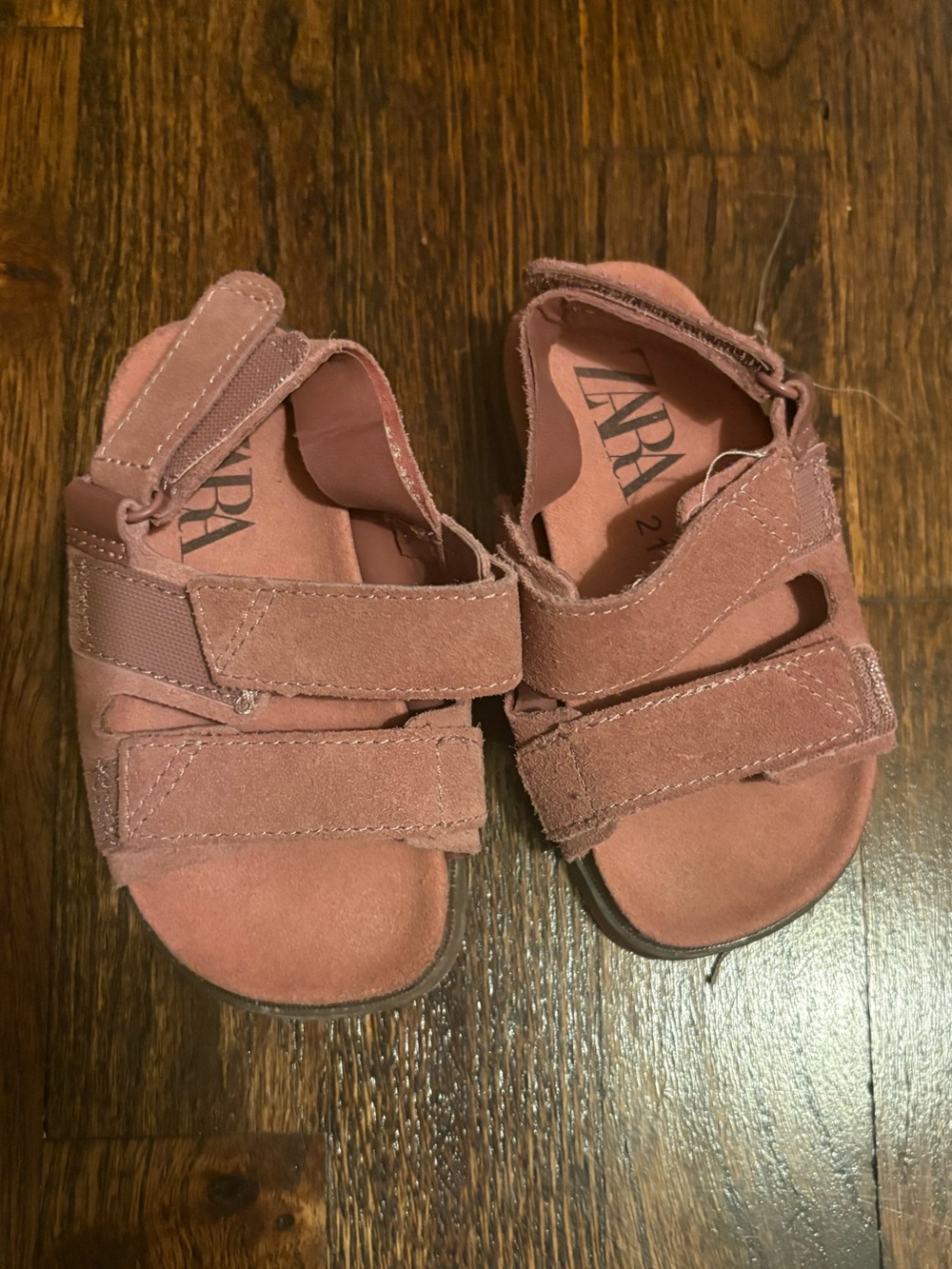 Zara Kids Dusty Rose Suede Double-Strap Sandals